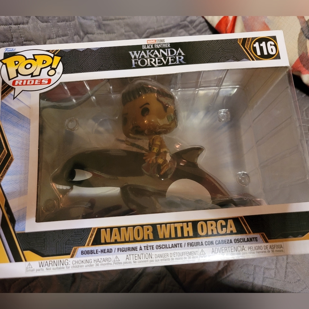 NIB-FUNKO POP RIDES! DELUXE MARVEL STUDIOS WAKANDA FOREVER NAMOR WITH ORCA # 116